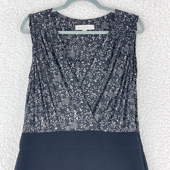 Ann Taylor LOFT Black Snake Print Sleeveless Dress Womens Surplice‎ Neck Size 8 - Picture 2 of 15